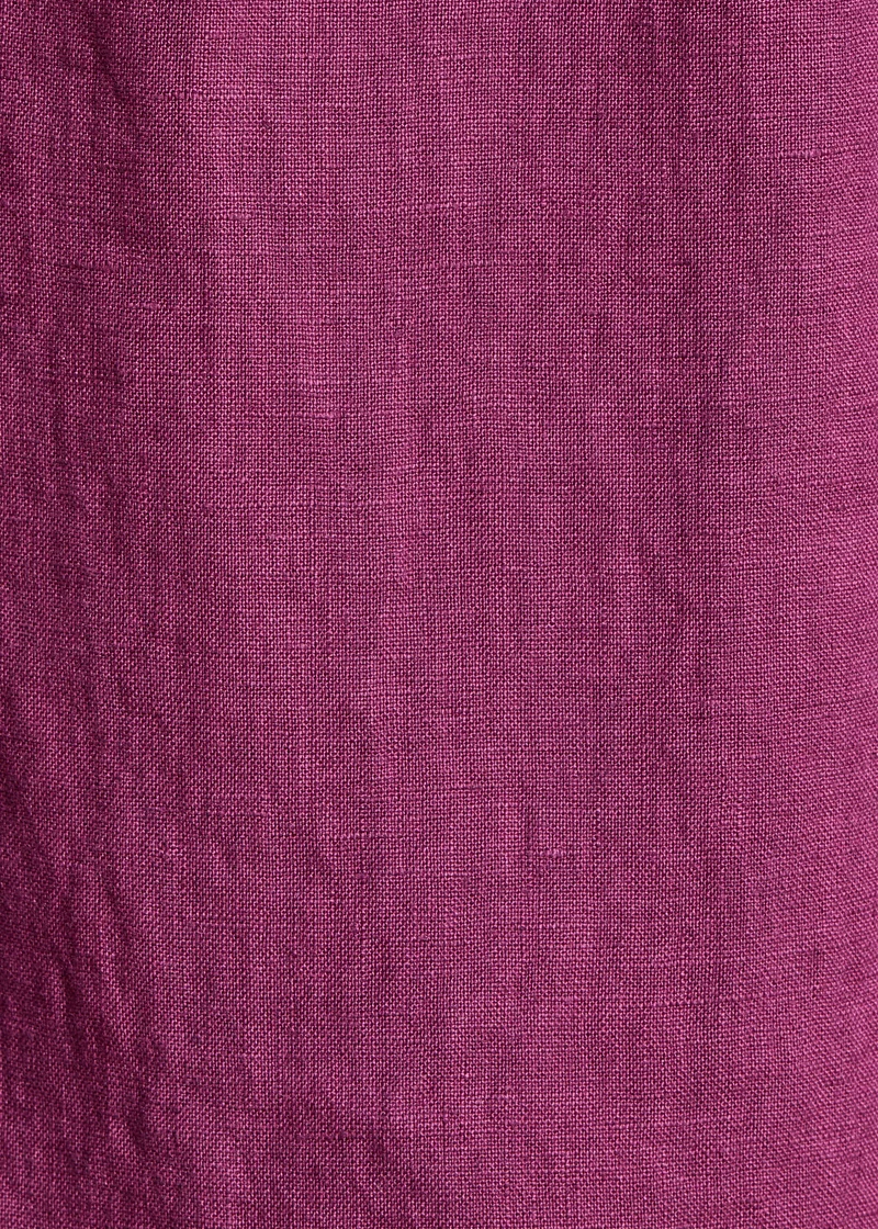 Pantalon cropped large en lin violet