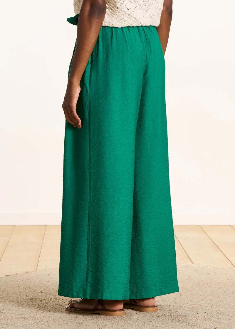 Pantalon large vert en jacquard