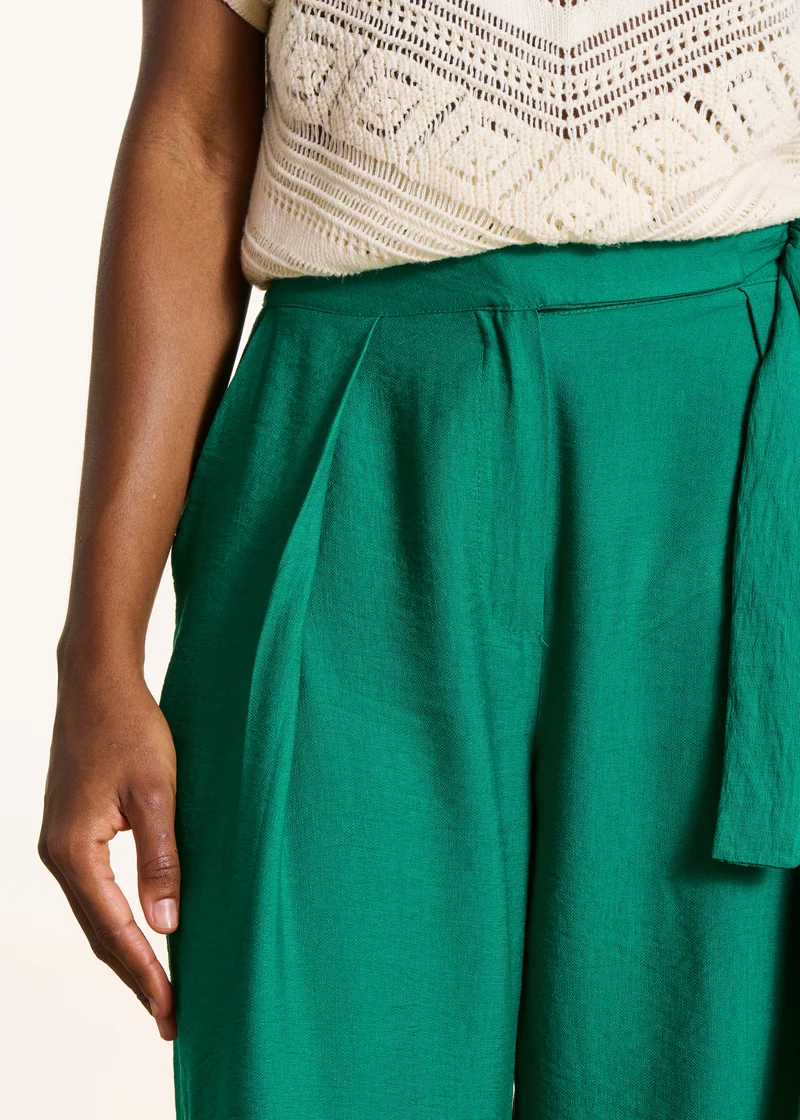 Pantalon large vert en jacquard