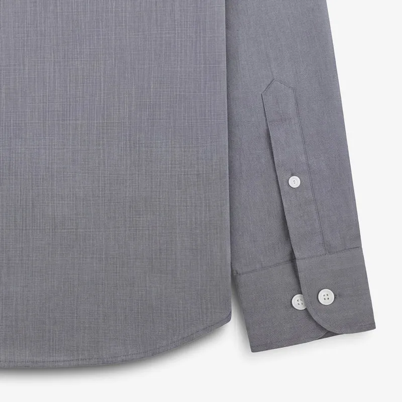Chemise grise à manches longues en coton avec poche poitrine