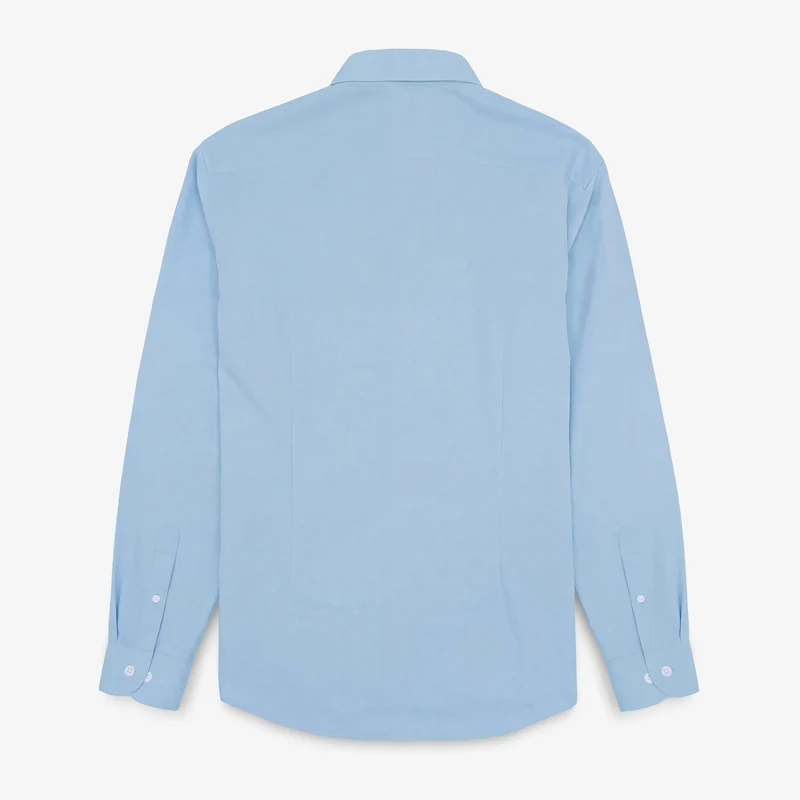 Chemise bleue à manches longues en coton