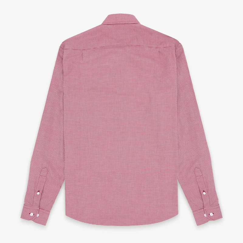 Chemise manches longues en coton à carreaux vichy blancs et rouges