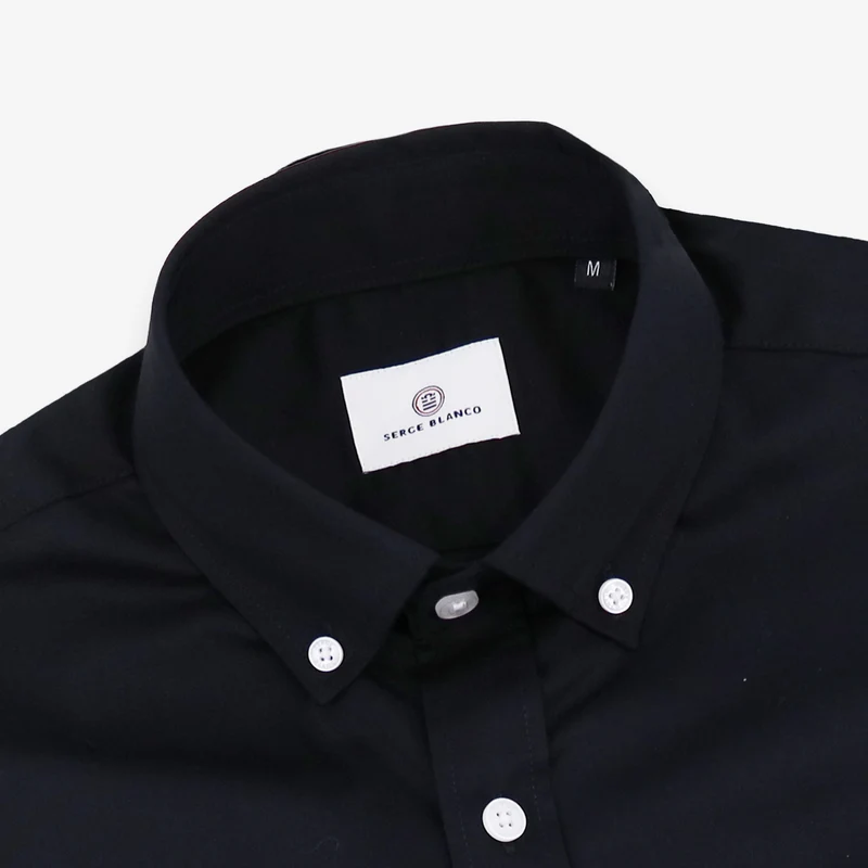 Chemise manches longues en coton noire
