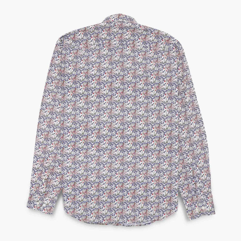 Chemises manches longues brodée blanche et bleue en coton