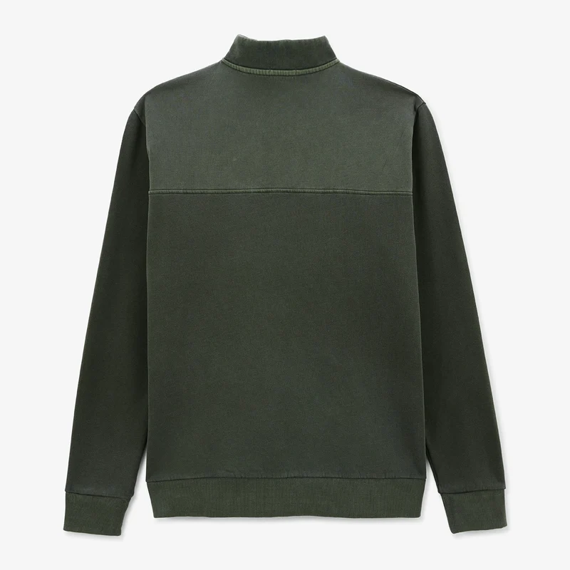 Sweat en coton avec col zippé vert anglais