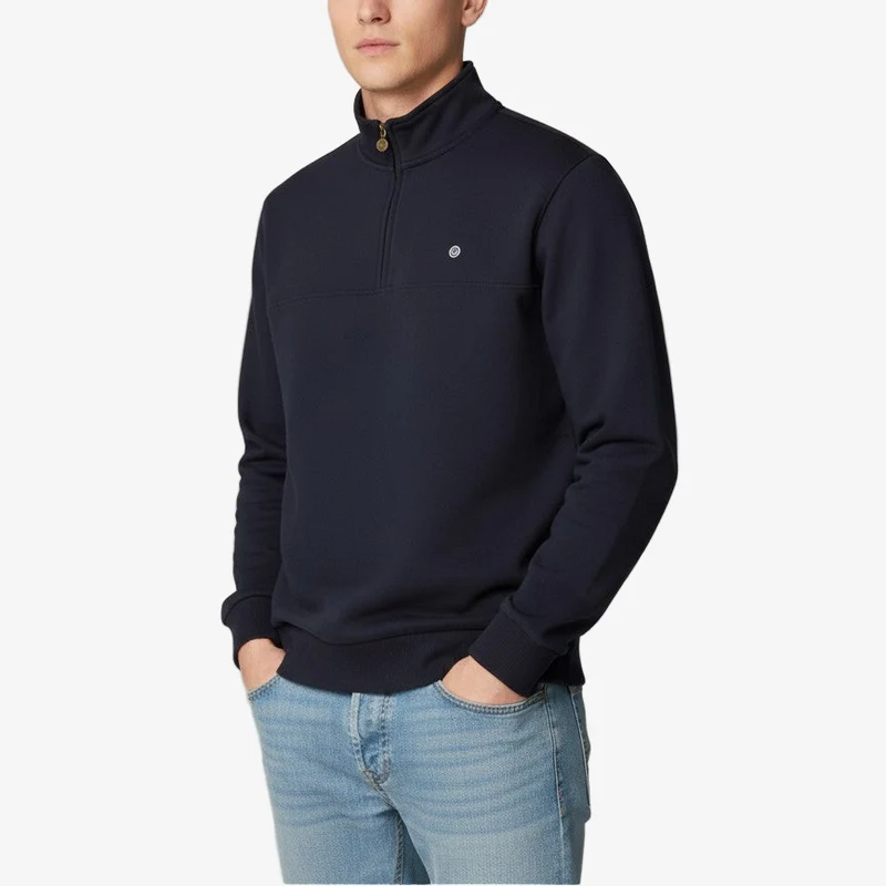 Sweat Saint Cyp avec col zippé bleu marine