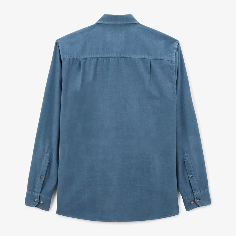 Chemise manches longues en coton velours bleu nation Charles