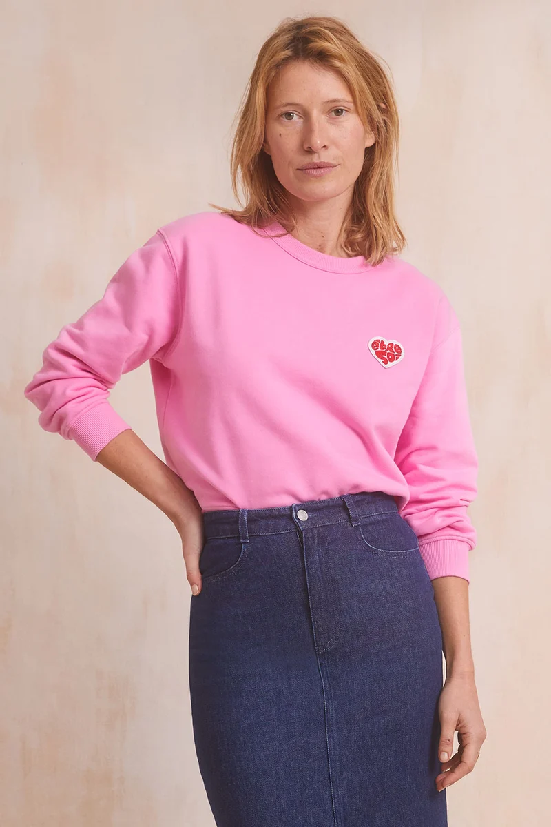 Sweat en coton Être Soi Rose Blush