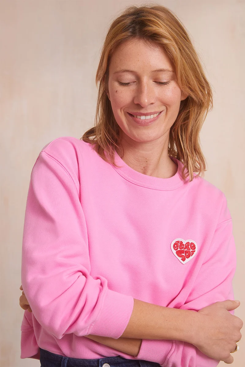Sweat en coton Être Soi Rose Blush