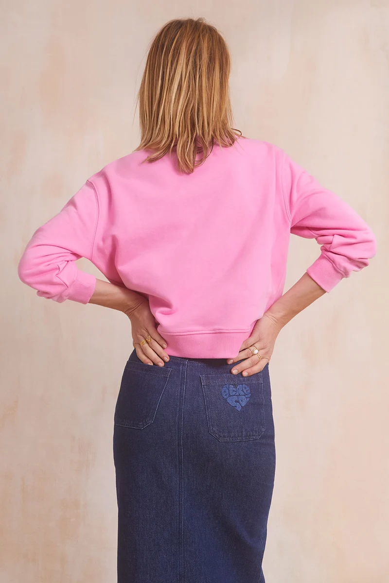 Sweat en coton Être Soi Rose Blush