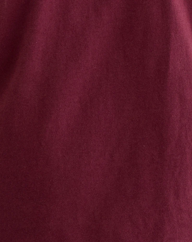 Daimin Off the Shoulder Top in Jersey Maroon (Top à épaules dénudées en jersey)