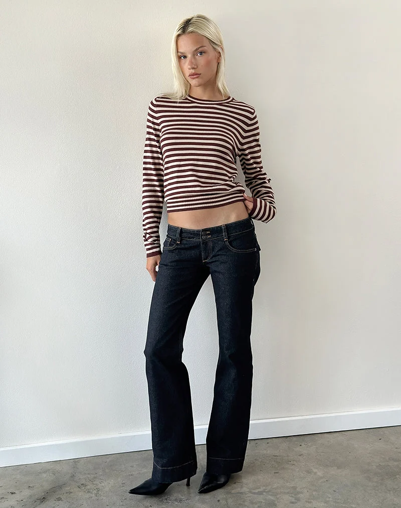 Jean bootcut taille basse, couleur indigo