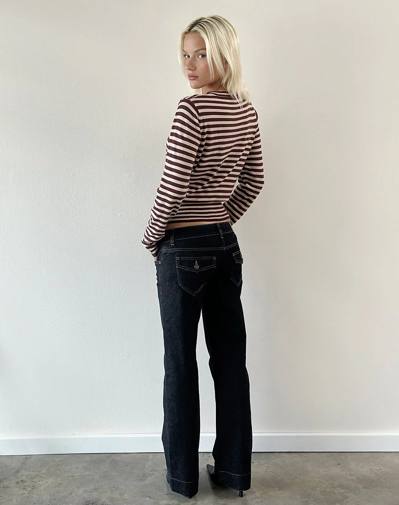 Jean bootcut taille basse, couleur indigo