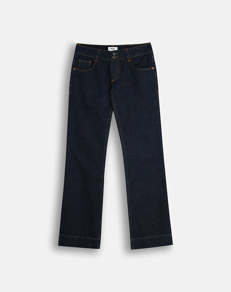 Jean bootcut taille basse, couleur indigo