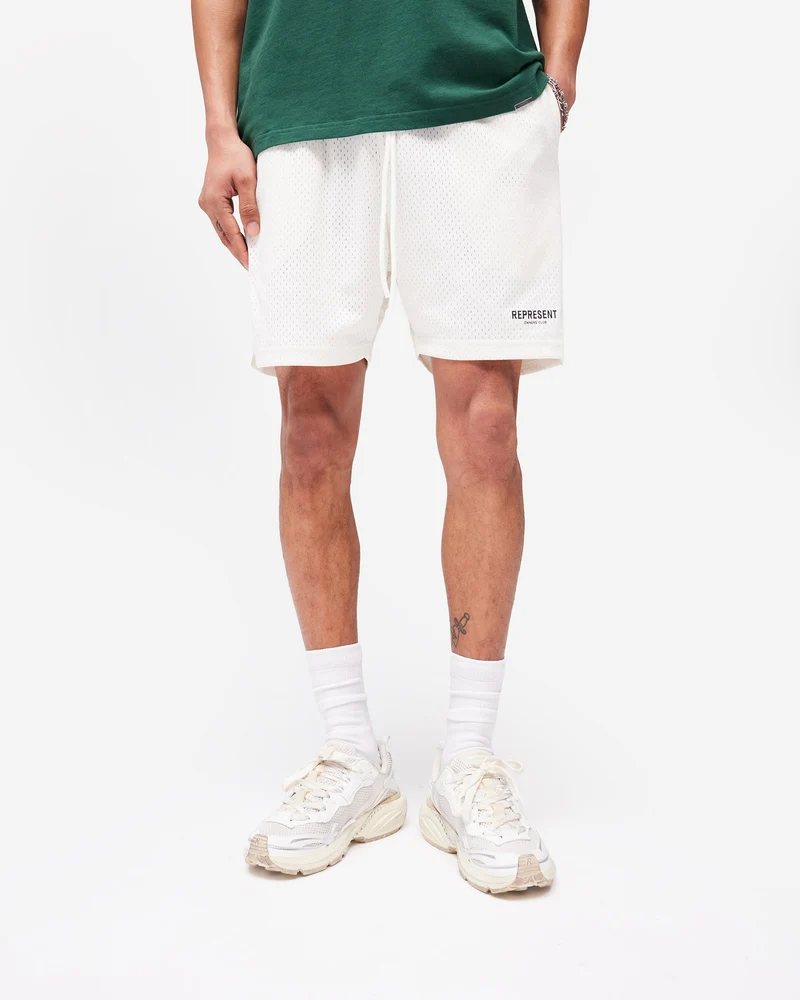 Represent Owners Club Mesh Shorts - Flat White