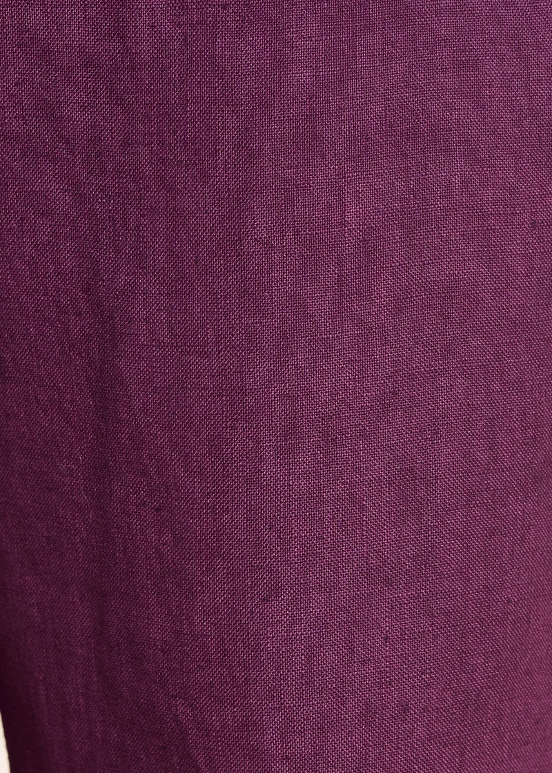 Pantalon 7/8ème en lin violet taille élastiquée