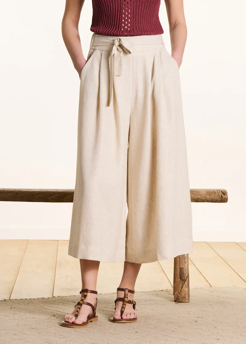 Pantalon beige large 7/8ème