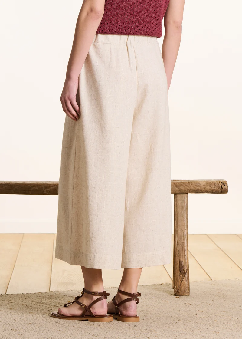 Pantalon beige large 7/8ème