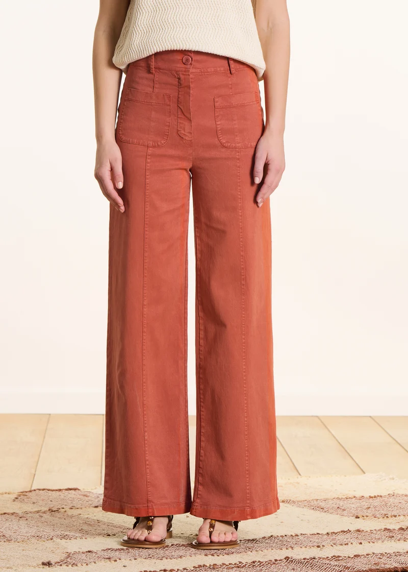 Pantalon large terracotta en toile