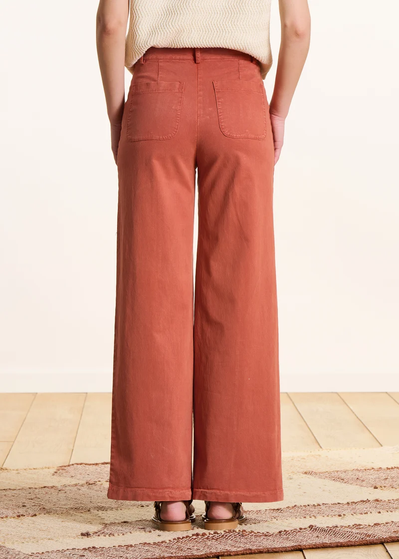 Pantalon large terracotta en toile