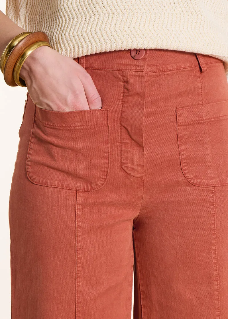 Pantalon large terracotta en toile