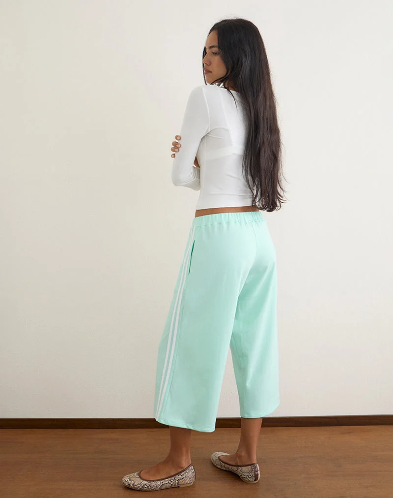 Pantalon capri Wamino couleur aqua à rayures blanches