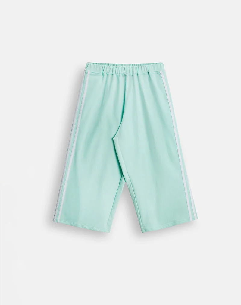 Pantalon capri Wamino couleur aqua à rayures blanches