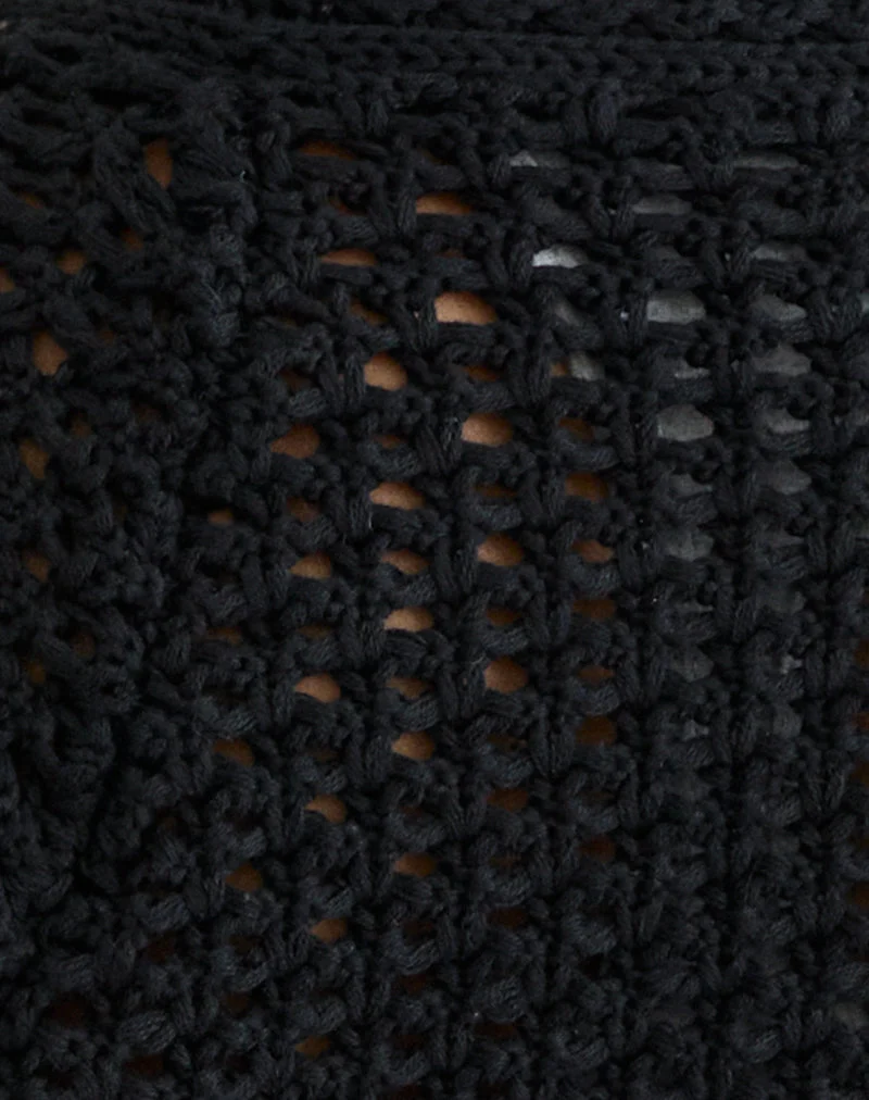 Boléro à manches courtes Lopika en maille noire