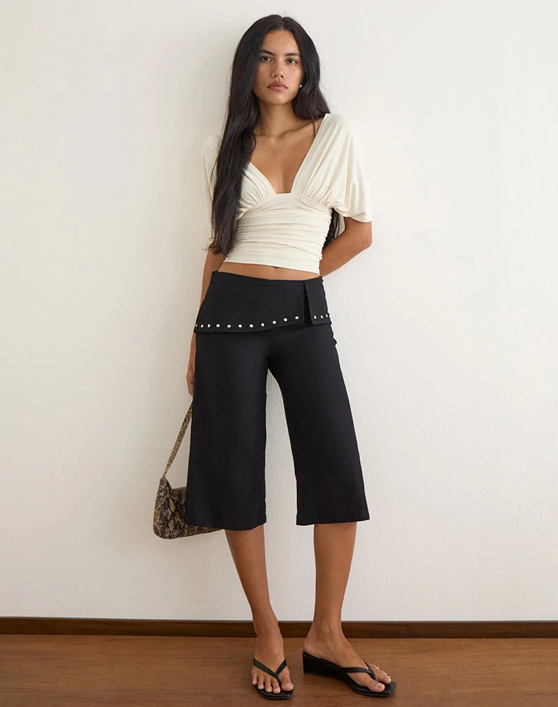 Pantalon Oren Capri noir à clous