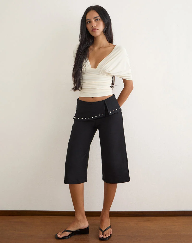 Pantalon Oren Capri noir à clous