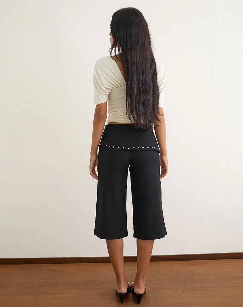 Pantalon Oren Capri noir à clous
