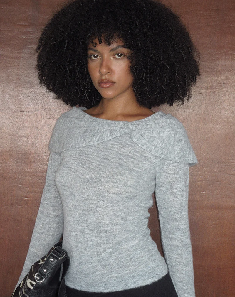 Pull Waliya en maille transparente grise