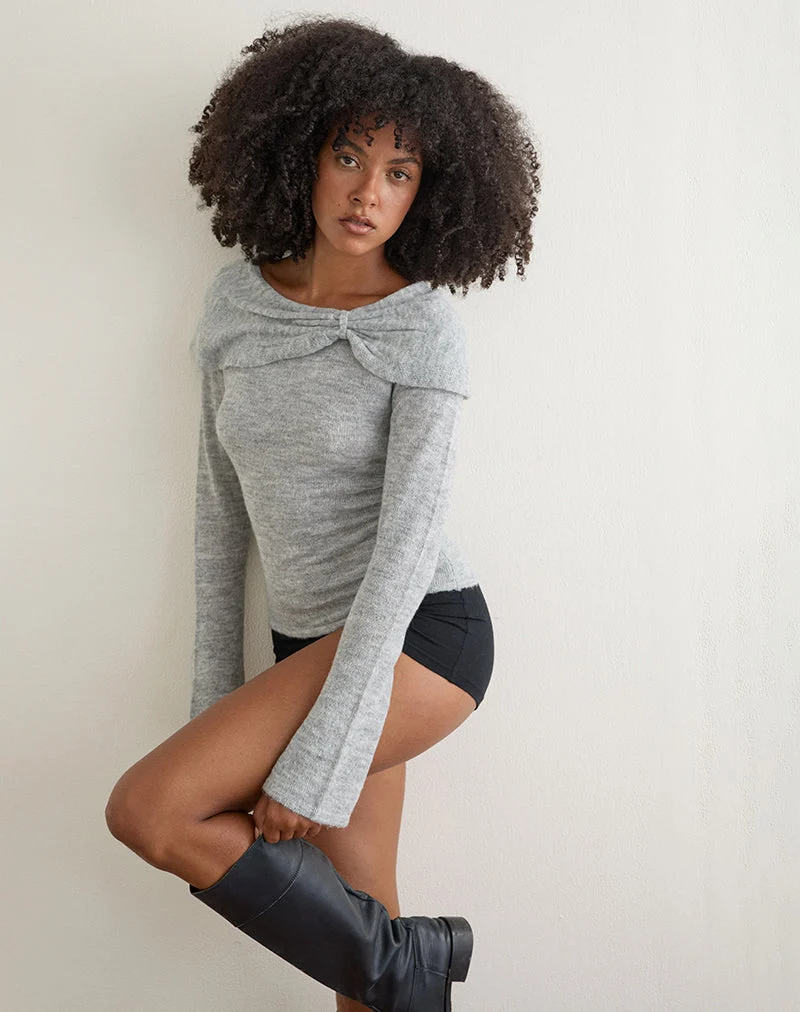 Pull Waliya en maille transparente grise