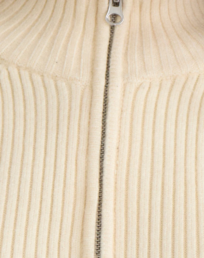Pull à col montant Ranala en maille crème