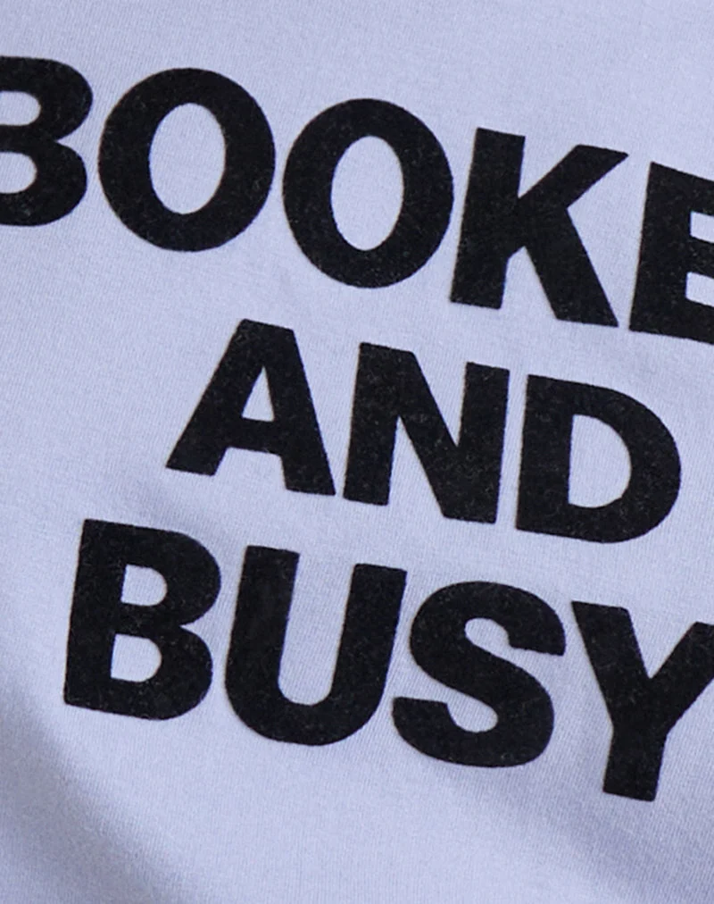 T-shirt ample Clio, couleur lilas, avec le slogan « Booked and Busy »