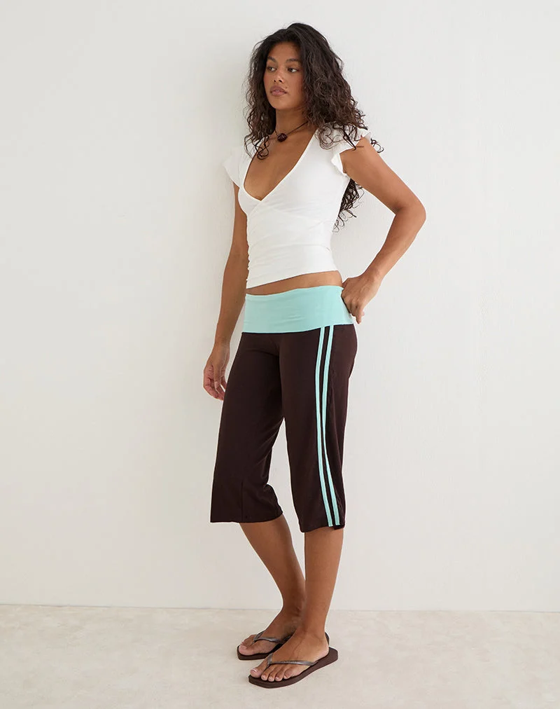 Pantalon Walter Capri, association de couleurs « chocolat amer » et « aqua »