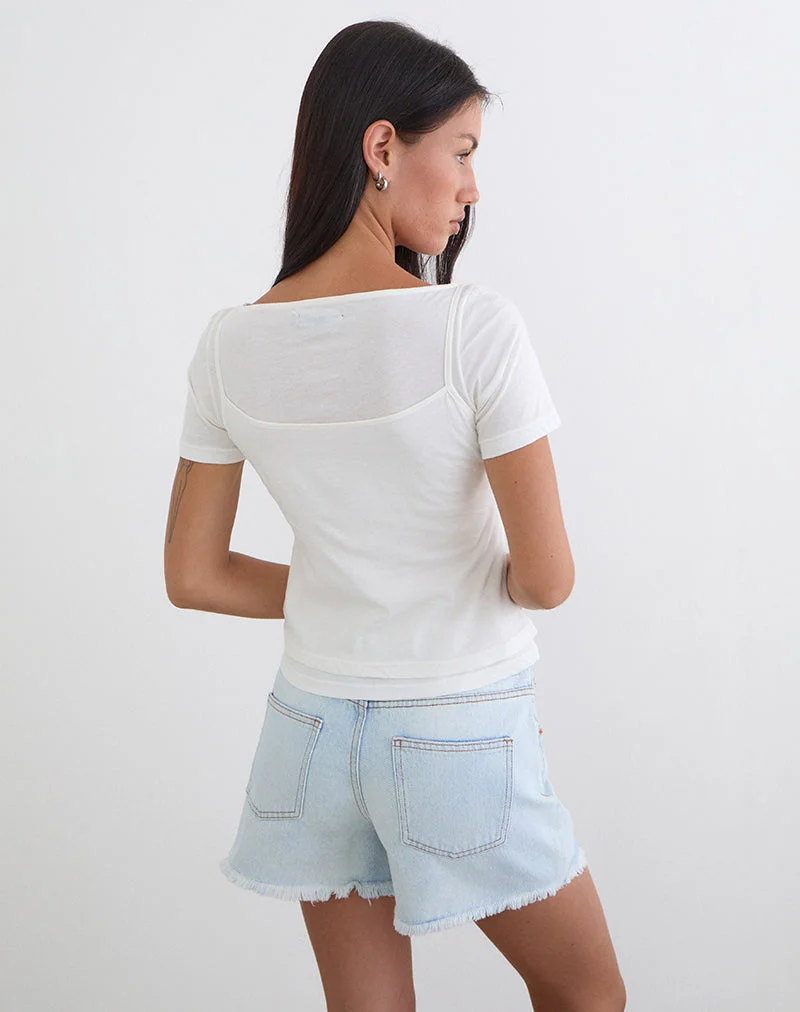 T-shirt à manches dolman en jersey fin, blanc cassé