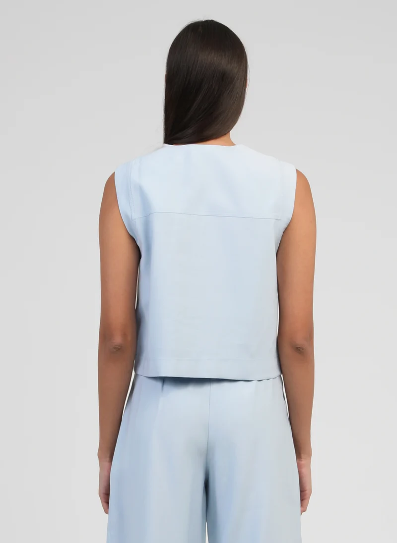 VESTE SANS MANCHES ZELIA ciel
