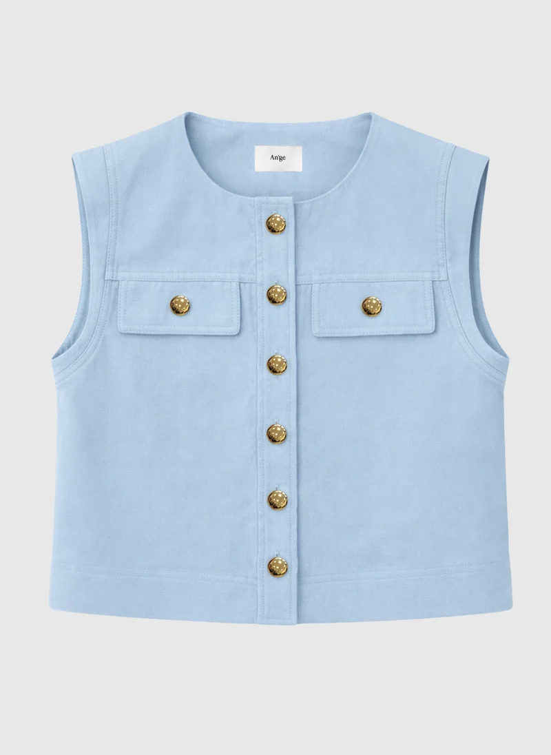 VESTE SANS MANCHES ZELIA ciel