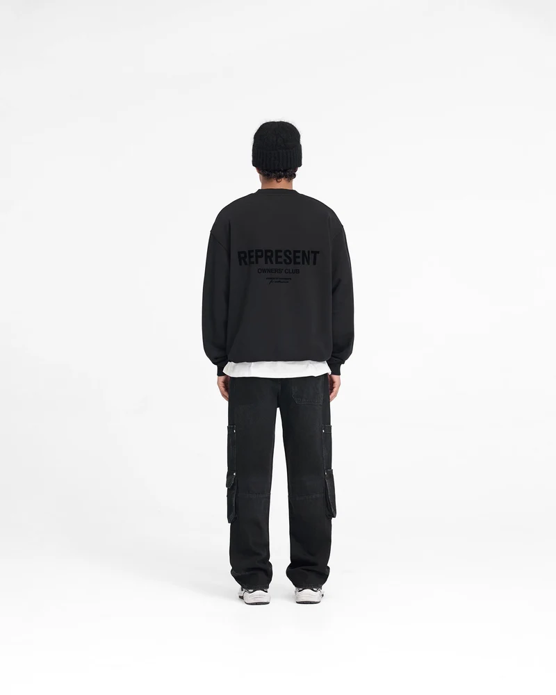 Represent Owners Club Flocked Sweater - Black
