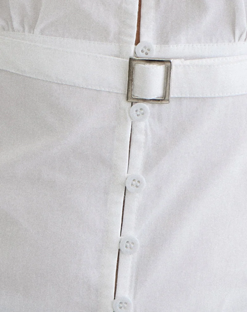 Haut Miyala en popeline blanche avec boucle