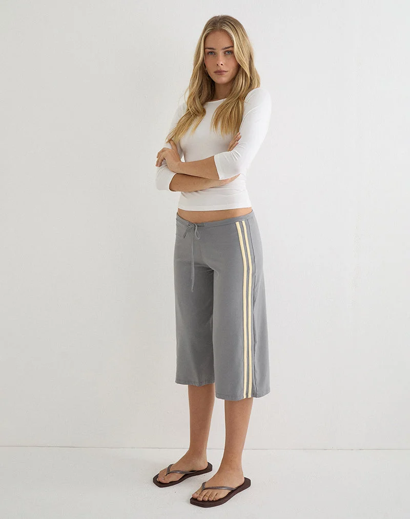 Pantalon Mino Capri gris avec bordure jaune citron