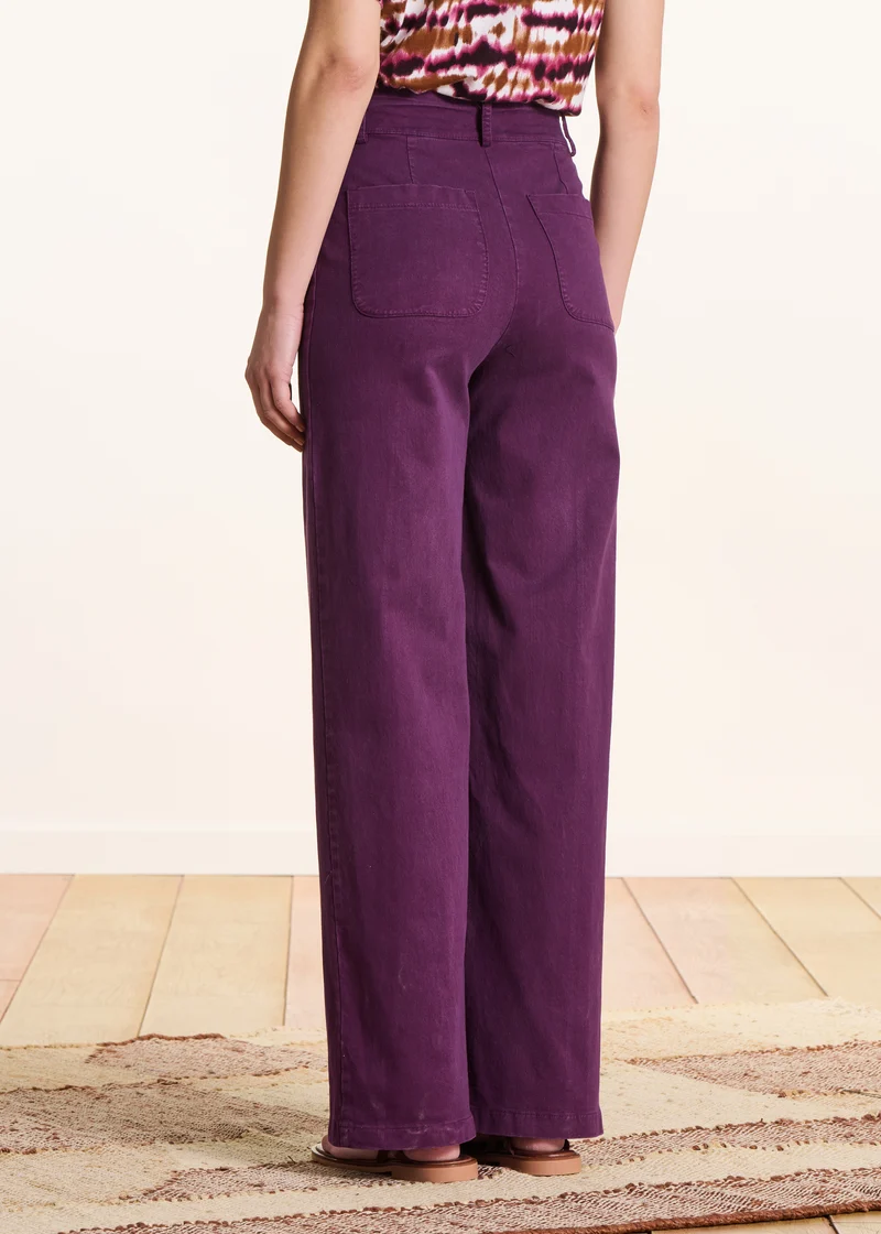 Pantalon large violet en toile