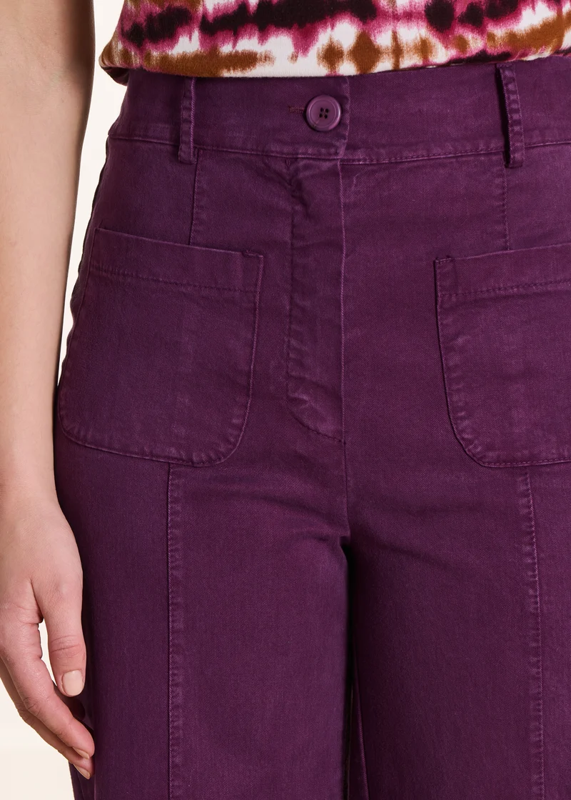Pantalon large violet en toile