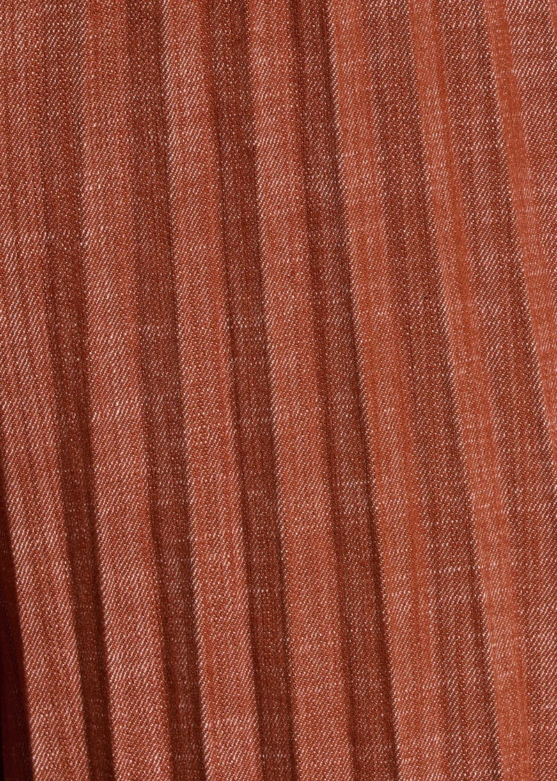 Pantalon plissé en jean terracotta taille élastiquée