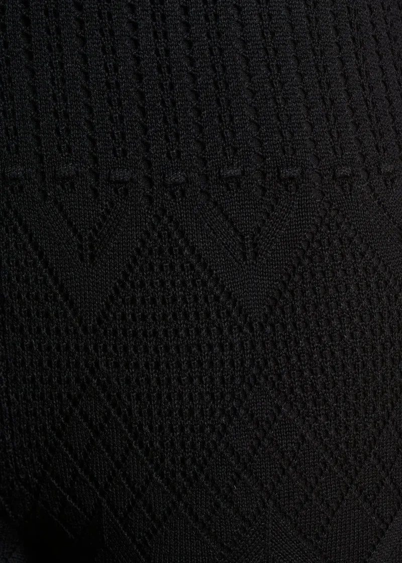 Pantalon en maille pointelle noire avec doublure