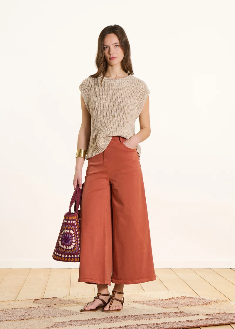 Pantalon terracotta large 7/8ème