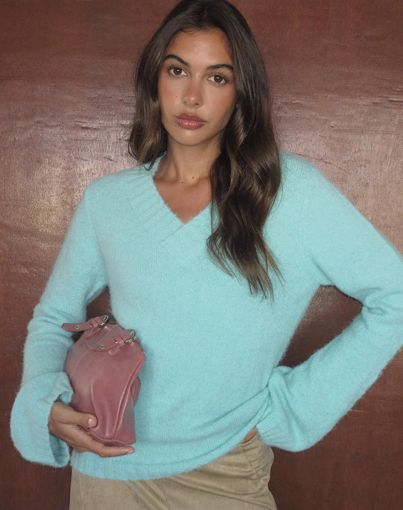 Pull Dinesa en maille bleu clair