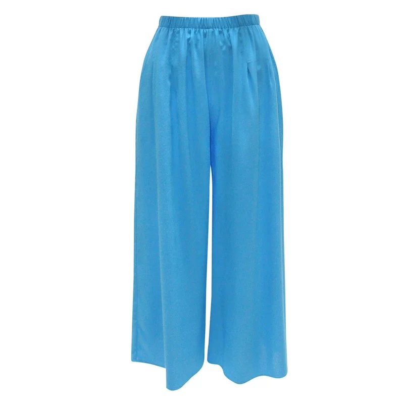 Pantalon large court uni - Turquoise