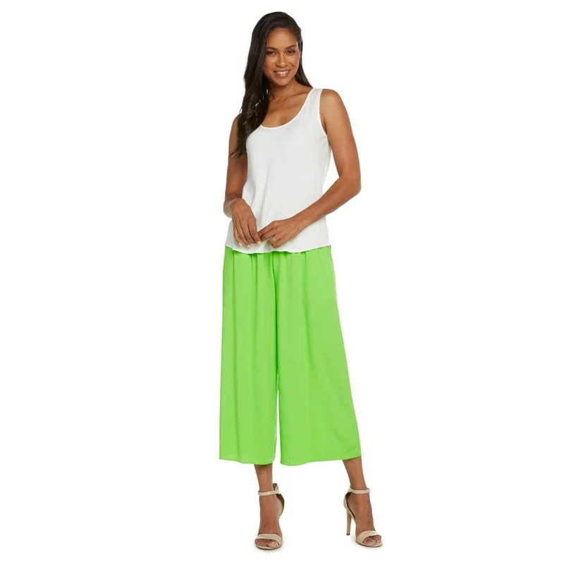 Pantalon large court uni - Wasabi